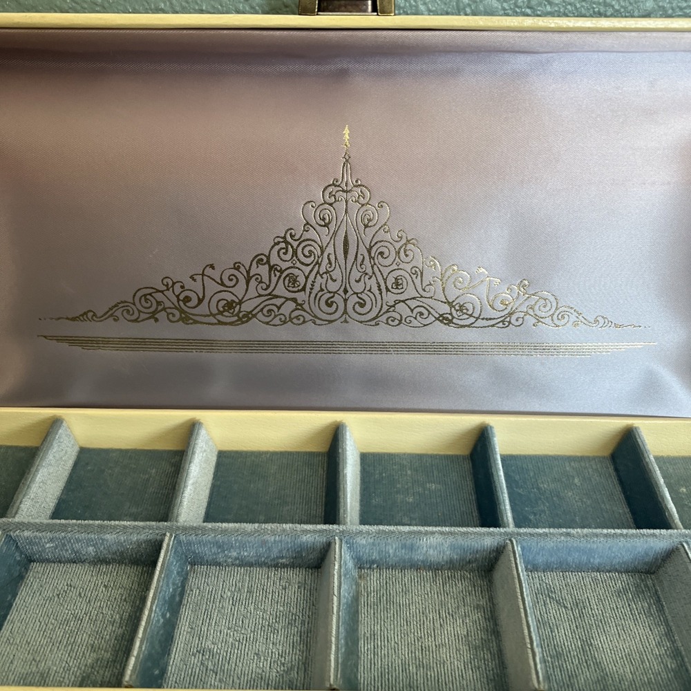 Vtg Large Lady Buxton Jewelry Box Multi Drawers Mid Century Modern Blue Velvet - Picture 4 of 16